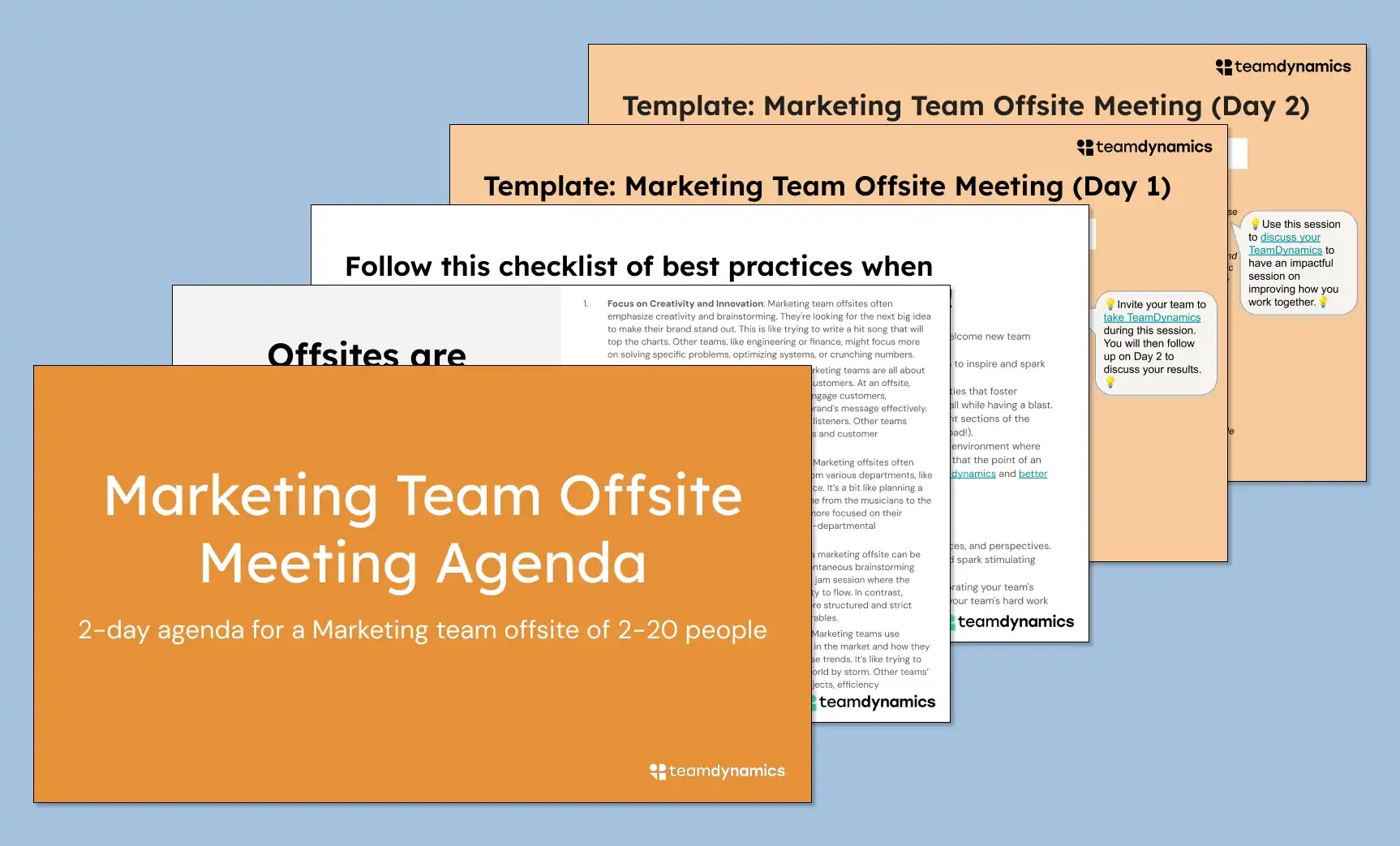 Marketing Team Meeting Agenda for an Offsite